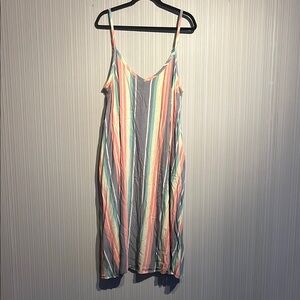 Plus size pastel striped Torrid midi sundress